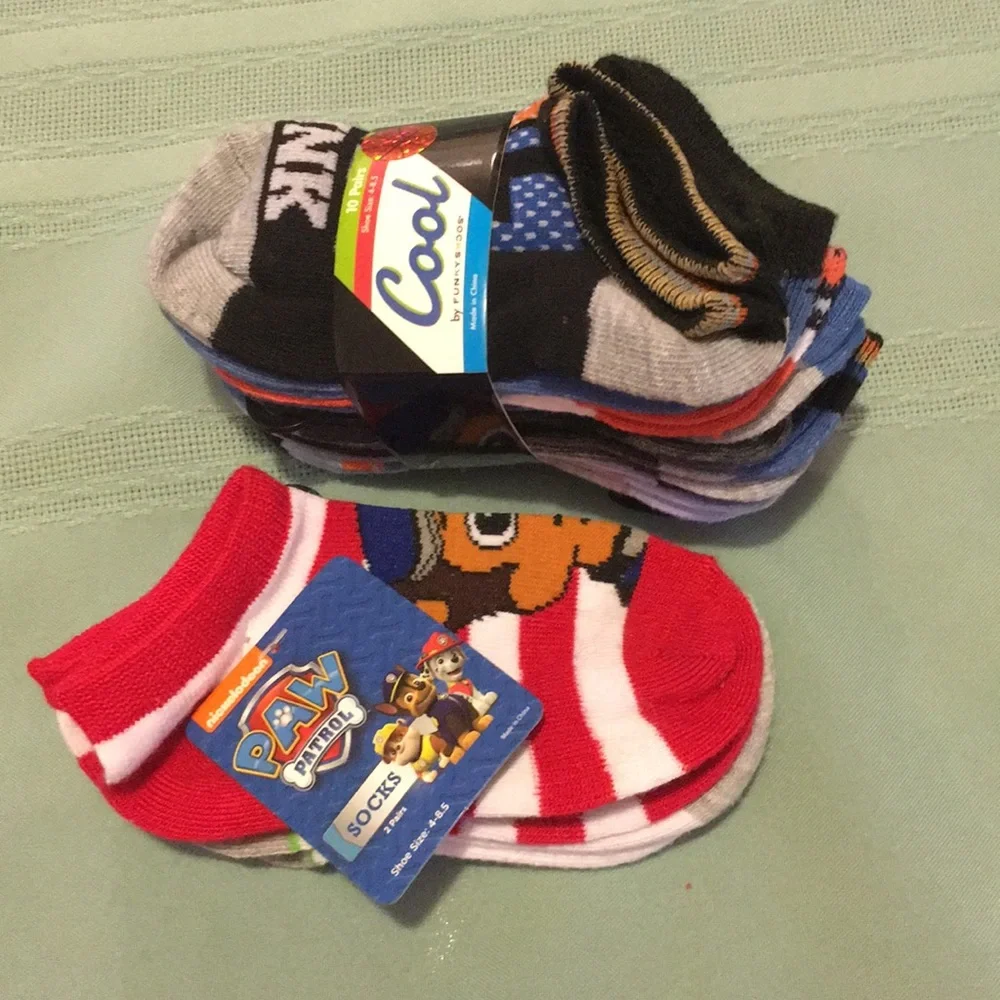 Paw patrol Socks Boys Character socks 12 pair NEW Sports Cool Shoe Size 4-8 1/2